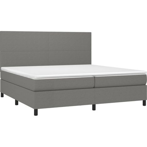 Cadre de lit LED avec sommier tête de lit matelas 200x200 cm tissu gris foncé TDL0208304 (1/5)