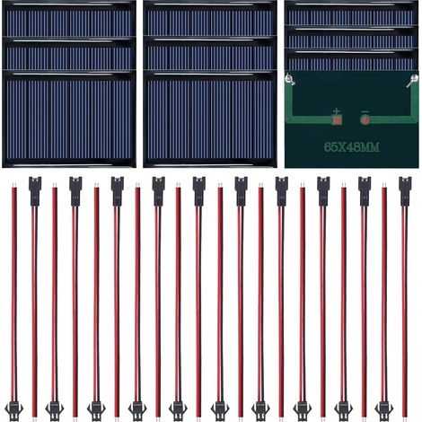 10 Pièces Mini Panneau Solaire 2.56"x1.89", Mini Cellules Solaires 65mmx48mm 3V, Monocristallines Mini Cellules Solaires pour Chargeur de Batterie Solaire Kits de Systeme Solaire DIY (1/4)