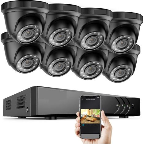 Système de caméra de sécurité à domicile 8CH 1080P FHD système de vidéosurveillance H.265 + 5in1 5MP Lite enregistreur 1080P extérieur étanche caméra de sécurité Kits de vidéosurveillance ( Size : Non (1/5)