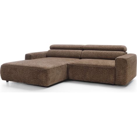 Selsey Fando – Ecksofa mit elektrischem Sitzauszug, Ottomane links, Chenille Hellbraun (1/5)