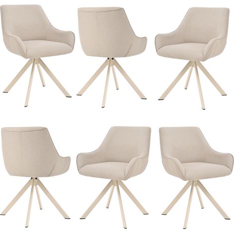 Goeurvant 360° drehbarer Sessel mit geschwungener Rückenlehne und weichem Kissen, perfekte Kombination aus Stil und Komfort - 6er Set - Beige