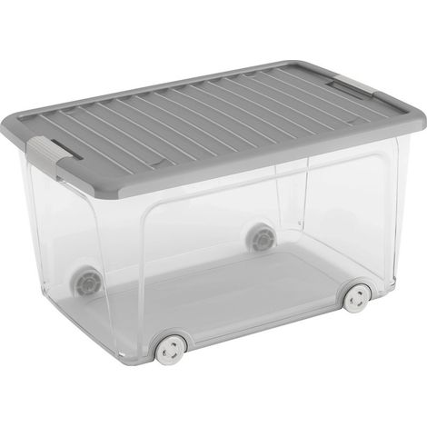 Kis W Box hoher Aufbewahrungskasten mit Rädern grau 31,5x39x56,5
