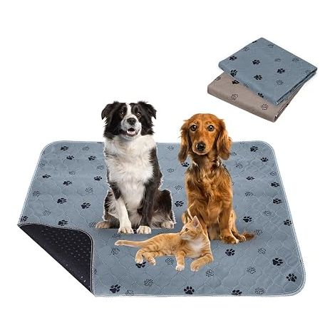 Washable Dog Training Mat, 90 x 120 cm, Brown and Blue  Large 4 Layers with TPU Barrier, Non-Slip, for Puppies, Dogs or Incontinents (1/4)