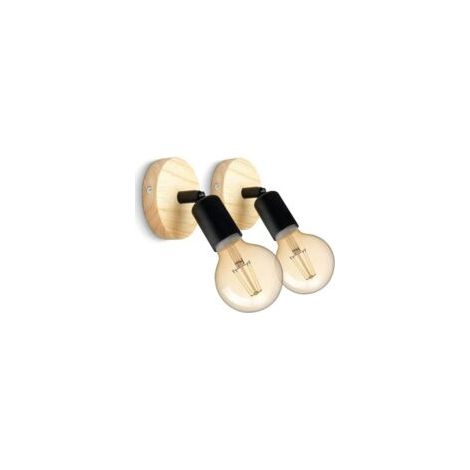 Applique da interno in legno stile retrò, rotazione a 180°, stile industriale retrò, attacco E27, ideale per camere da letto, soggiorni, scale e corridoi (set da 2). - Crezuo
