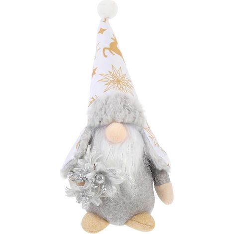 Décoration de bureau : poupée gnome de Noël, poupée gnome de Noël, ornement gnome-27X15X8CM-Silver
