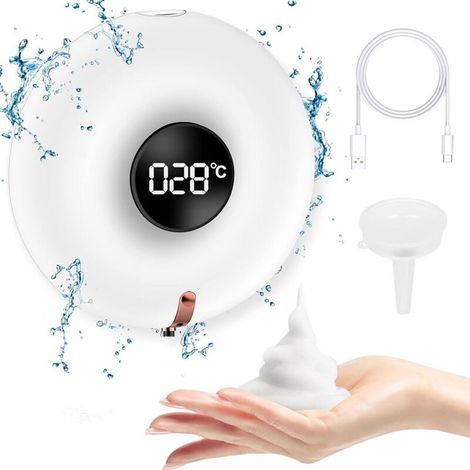 Distributeur de savon mural automatique, distributeur de savon sans contact 300 ml rechargeable pour salle de bain et cuisine (1/4)