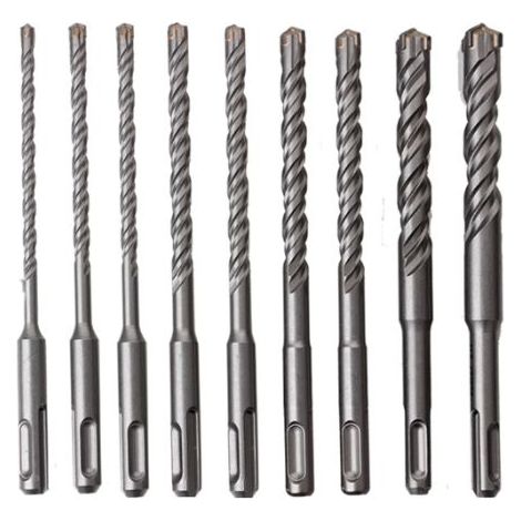 Lot de 9 forets SDS Plus pour Forets à Béton SDS Plus, jeu de forets Possède 7 tranchants5/6/6/8/8/10/12/14/16x160mm, À utiliser sur béton, briques, pierre et carreaux de céramique