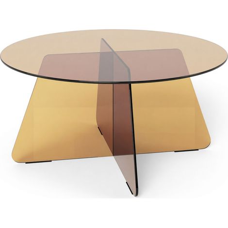 Mesa de centro Norsica 1004, Marrón, 40x0x0cm, Diámetro: 80, Vidrio templado, Redonda (1/5)