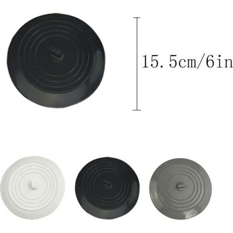 Bouchon Évier - Bouchon Étanche En Silicone Universel Pour Lavabo Baignoire Douche - Noir Blanc Gris - Lot De 3 (1/5)
