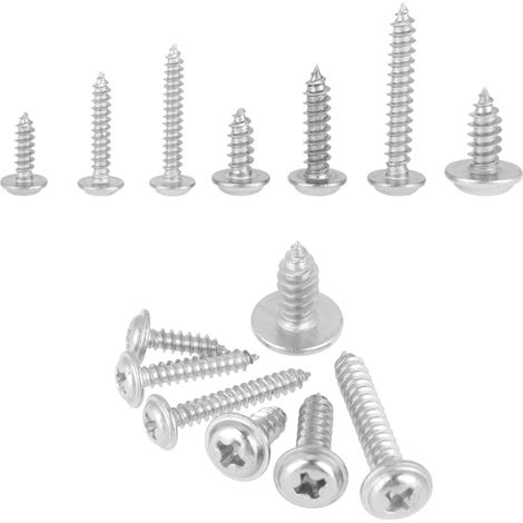 220 pièces Vis à Tôle Autotaraudeuses Acier Inoxydable 304 Tête Bombée Cruciforme M3 M4 M5 (1/5)