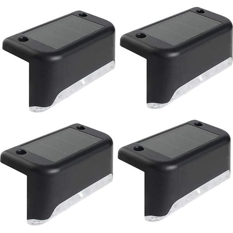 4er-Pack Solar-Terrassenleuchten, Solar-LED-Stufenleuchten, wasserdichte Außenzaunleuchten, coole Schwarzlichtlampen. (1/4)