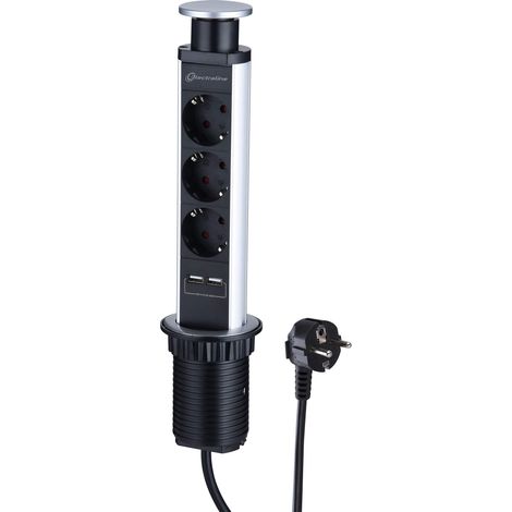 Multipresa da scrivania a scomparsa 3 schuko 2 usb electraline 62557