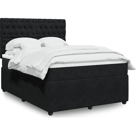 Boxspringbett mit Matratze Schwarz 160x200 cm Samt