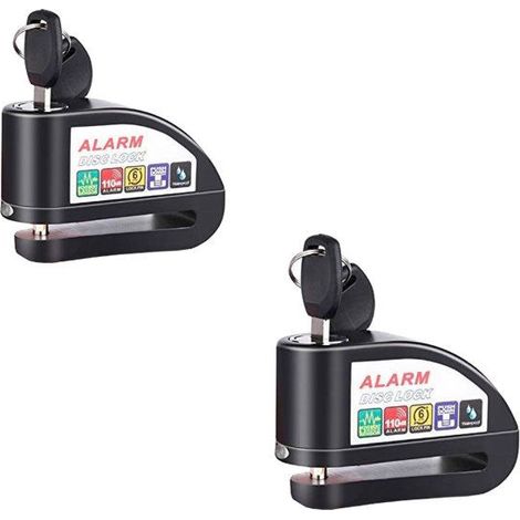2x Antivol Scheibenschloss Alarm 110dB Tourtecs Motorrad Diebstahlschutz in Schwarz Rabatt Set