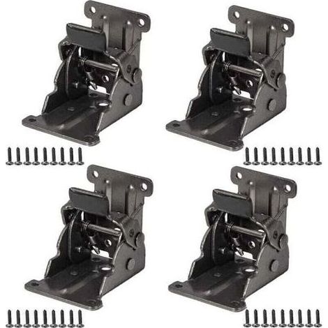 pair Lot de 4 charnières pliantes autobloquantes noires pour pieds de table, charnières pliantes de 0 à 90 degrés, charnières d'extension de table pliante avec vis pour pieds pliants, établi, extensio (1/5)