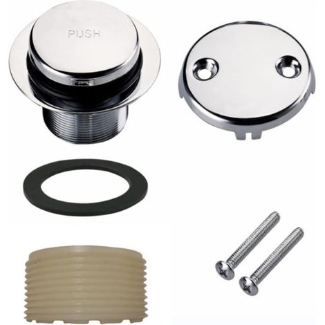 Kit De Vidange Pour Baignoire - Mécanisme À Pression Du Pied - Plaque De Débordement À Deux Trous - Argent - 1 Pièce (1/5)