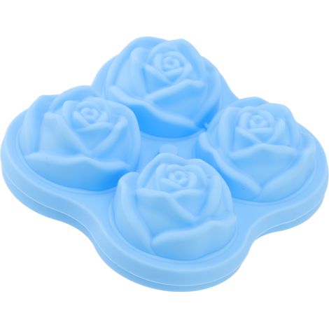 Rosen-Eiswürfelform aus Silikon, 4 Fächer, 4 Mulden, Cocktail-Eiswürfelform für Restaurants, Himmelblau (1/5)