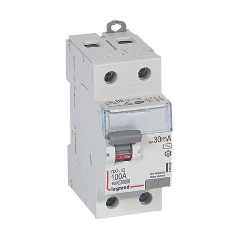 Interrupteur différentiel DX³-ID arrivée haute et départ bas à vis - 2P 230V 100A typeAC 30mA - 2 modules - LEGRAND