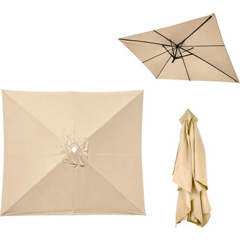Replacement Parasol Cover 3m Square with 6 Ribs Replacement Canopy for Garden Parasol UV 3x3m (Diameter 4.25m) for Gardens, Balconies, Pools and Beaches (1/5)