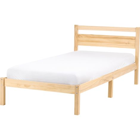 Cama con somier estilo minimalista de madera de pino 90 x 200 cm marrón claro Mercurer (1/5)