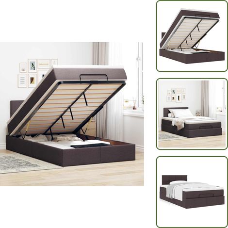 Cadre de lit ottoman avec matelas marron foncé 120x190 cm tissu - Cadre De Lit Ottoman - Cadres De Lit Ottoman - Cadre De Lit - Cadre De Lit Avec Rangement (1/5)