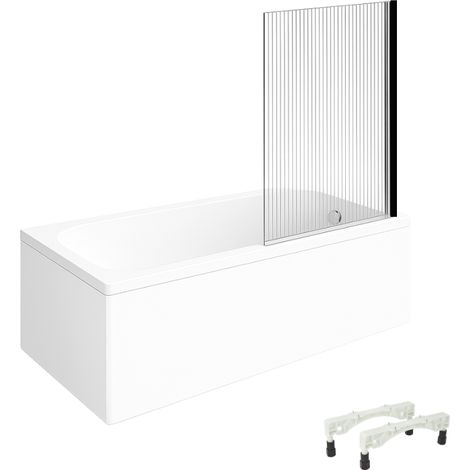 Bañera recta VILLEROY & BOCH Architectura con patas acrílica 170 x 75 cm + Mampara de bañera derecha AURYS Raywall cromada