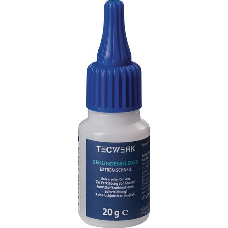 Colle cyanoacrylate ultra rapide 20g incolore Flacon TECWERK (1/2)