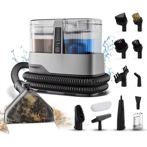 Nettoyeur vapeur pour tapis 1800 W, nettoyage domestique, 17 kPa, détachant, plusieurs buses, convient au nettoyage des meubles et des animaux domestiques.