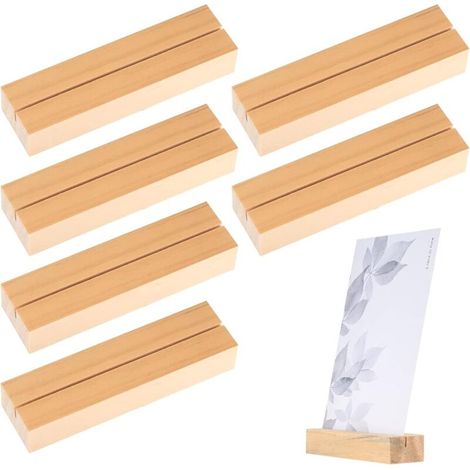 Vwoqiy 6 Pieces Wooden Holder, Wooden Card Holder, Wedding Card Holders for Table Numbers, Photos, Names, Menus, Place Cards, Memo Card Holder (1/5)