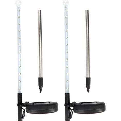 Set di 2 luci solari da giardino IP44 – Giardino romantico – Paesaggio esterno – Luce bianca