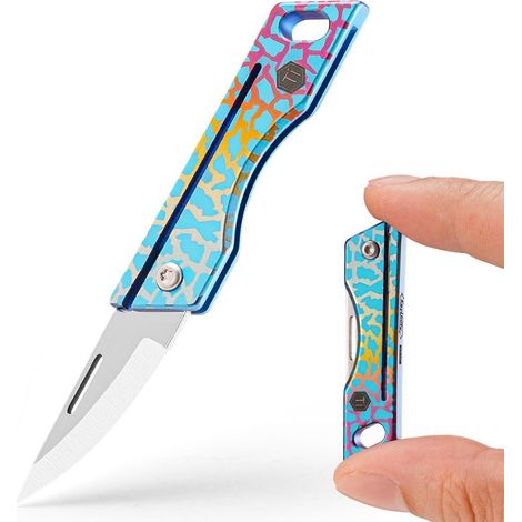 Mini Klappmesser Titan mit Schlüsselloch, leichtes EDC Messer für Outdoor