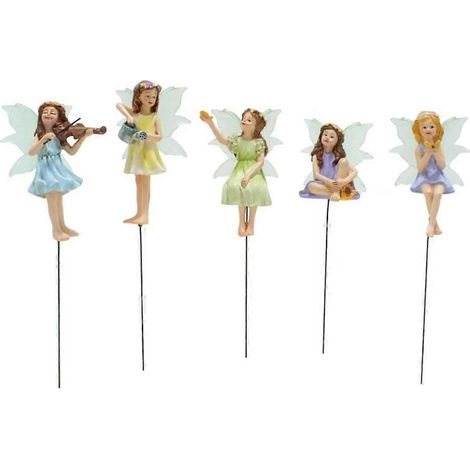 Set mit 5 Mini-Feenfiguren aus Kunstharz, Blumenfeen-Ornament (1/5)
