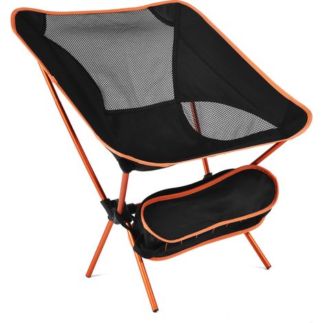 Klappbarer Campingstuhl, ultraleichter Strandstuhl mit Tragetasche, klappbarer Angelstuhl zum Wandern, Grillen und Strand-Orange