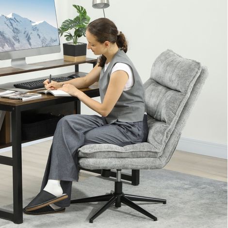 Silla de oficina giratoria sin reposabrazos, altura regulable, poliéster gris DESVIAE (1/5)