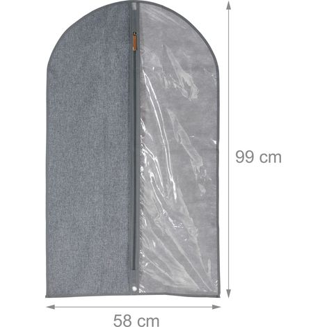 Set di 3 fodere protettive per abiti 99 x 58 cm in poliestere trasparente grigio 130014507