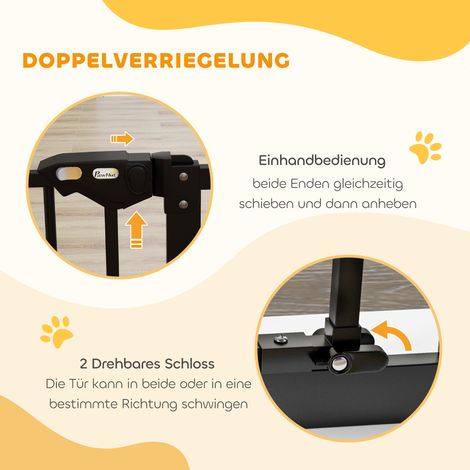 Barrière de sécurité pour chiens, porte de séparation pour animaux, grille de protection en métal et plastique, 74-80 cm, noir (1/5)