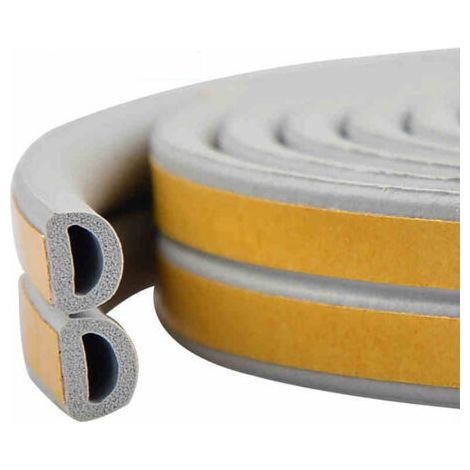 royaluxe-Profilé D Weatherstrip Bande Porte Fenêtre Mastic Forte Adhésion Insonorisation Résistant Aux Intempéries 6 Mètres (Gris) (1/5)