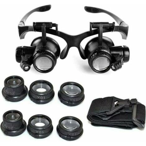 Loupe Serre Tête Loupe Frontale Lunettes grossissantes Allumage LED Grossissements de 10x, 15x, 20x et 25x (1/5)