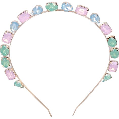 Nouveau bandeau coloré à strass de style européen et américain, pince à cheveux raffinée pour frange, collection verte (1/5)