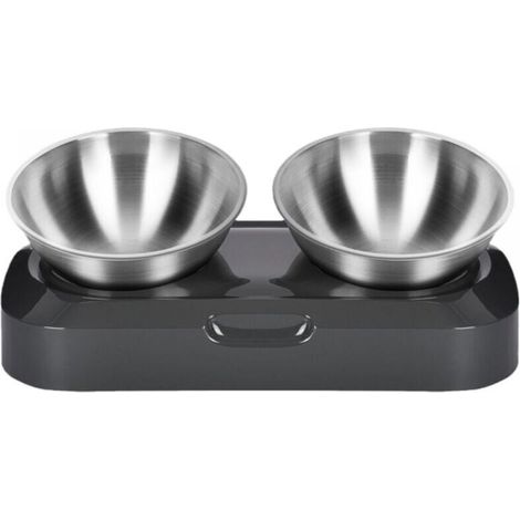 Gamme de Gamelles Surélevées en Acier Inoxydable pour Chien et Chat - JINFGERNE - Set de 2 Bols de 400ml, Antidérapants, Faciles à Nettoyer et Réglables