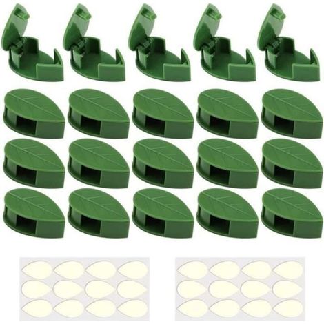 Clip-on wall mural for climbing plants - 20 invisible leaf-shaped adhesive attachments