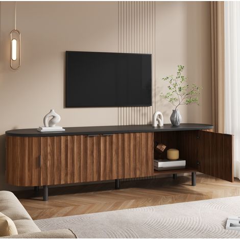 Mobile TV in MDF con 5 ante scanalate, 170x40x47 cm, noce DESVIAE (1/5)