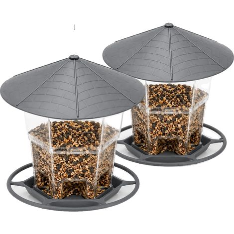 Vogelfutterspender, zusammenklappbares Design, wetterfester Dach, 2Stück, 20cm (1/2)