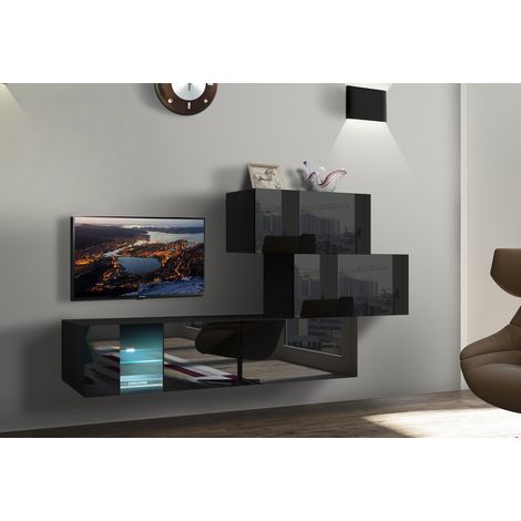 Ensemble meuble TV TROJA AN65 214 cm noir (1/2)
