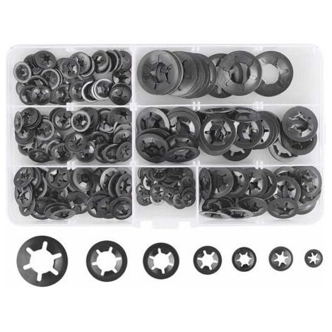 280 Pcs Rondelles De Blocage Rondelles De Verrouillage, Rondelles À Verrouillage Rapide De Rondelles De Verrouillage En Acier M3 M4 M5 M6 M8 M10 M12, 7Tailles, Noir-INHHUB