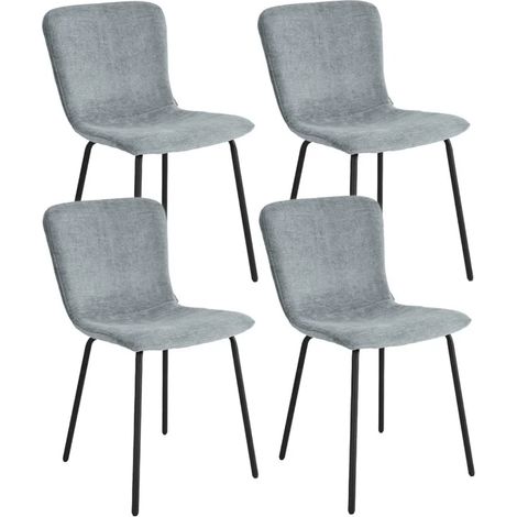 Lot de 4 chaises de repas en tissu gris clair pieds métal – ASTRID (1/5)