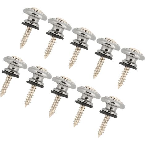 10 Boutons de Verrouillage de Sangle en Métal Argenté pour Guitare, Basse et Ukulélé avec Vis Incluses (1/5)