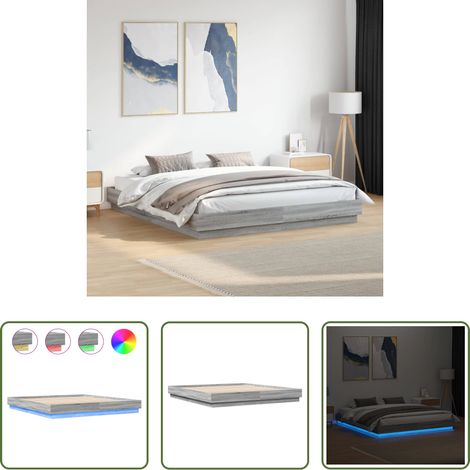 LED-Leuchten - Bettgestell mit LED Grau Sonoma 200x200 cm (1/5)