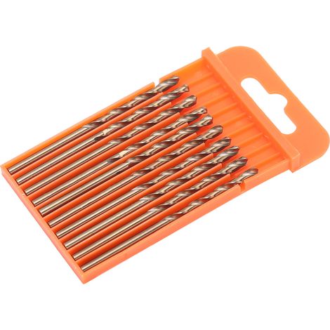 10 forets hélicoïdaux en acier rapide, tige droite, jeu de 10 pièces pour perçage manuel, diamètre 3,2 mm (1/5)