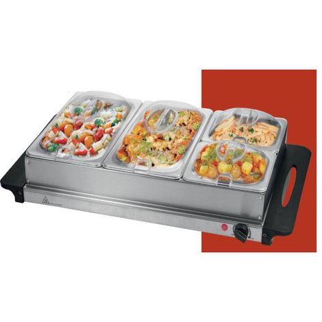 Chauffe-Plat, Capacité totale de 4,2 litres, Fonction Maintien au Chaud, Gris métal